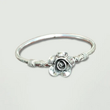 Silver Rose Oxydised Silver Bracelet - Openable