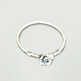 Silver Rose Oxydised Silver Bracelet - Openable