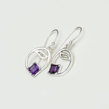 Simple Earrings With Amethyst Gemstone in High Quality 925 Sterling Silver