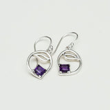 Simple Earrings With Amethyst Gemstone in High Quality 925 Sterling Silver