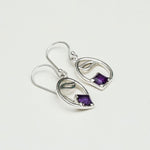 Simple Earrings With Amethyst Gemstone in High Quality 925 Sterling Silver