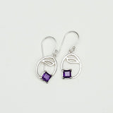 Simple Earrings With Amethyst Gemstone in High Quality 925 Sterling Silver