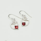 Simple Earrings With Garnet Gemstone in High Quality 925 Sterling Silver