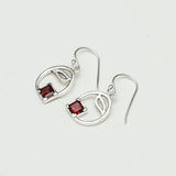 Simple Earrings With Garnet Gemstone in High Quality 925 Sterling Silver
