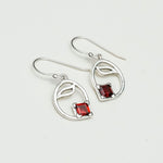 Simple Earrings With Garnet Gemstone in High Quality 925 Sterling Silver