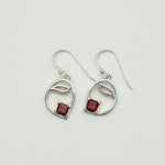 Simple Earrings With Garnet Gemstone in High Quality 925 Sterling Silver