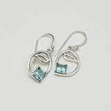Simple Earrings With blue Topaz Gemstone in High Quality 925 Sterling Silver