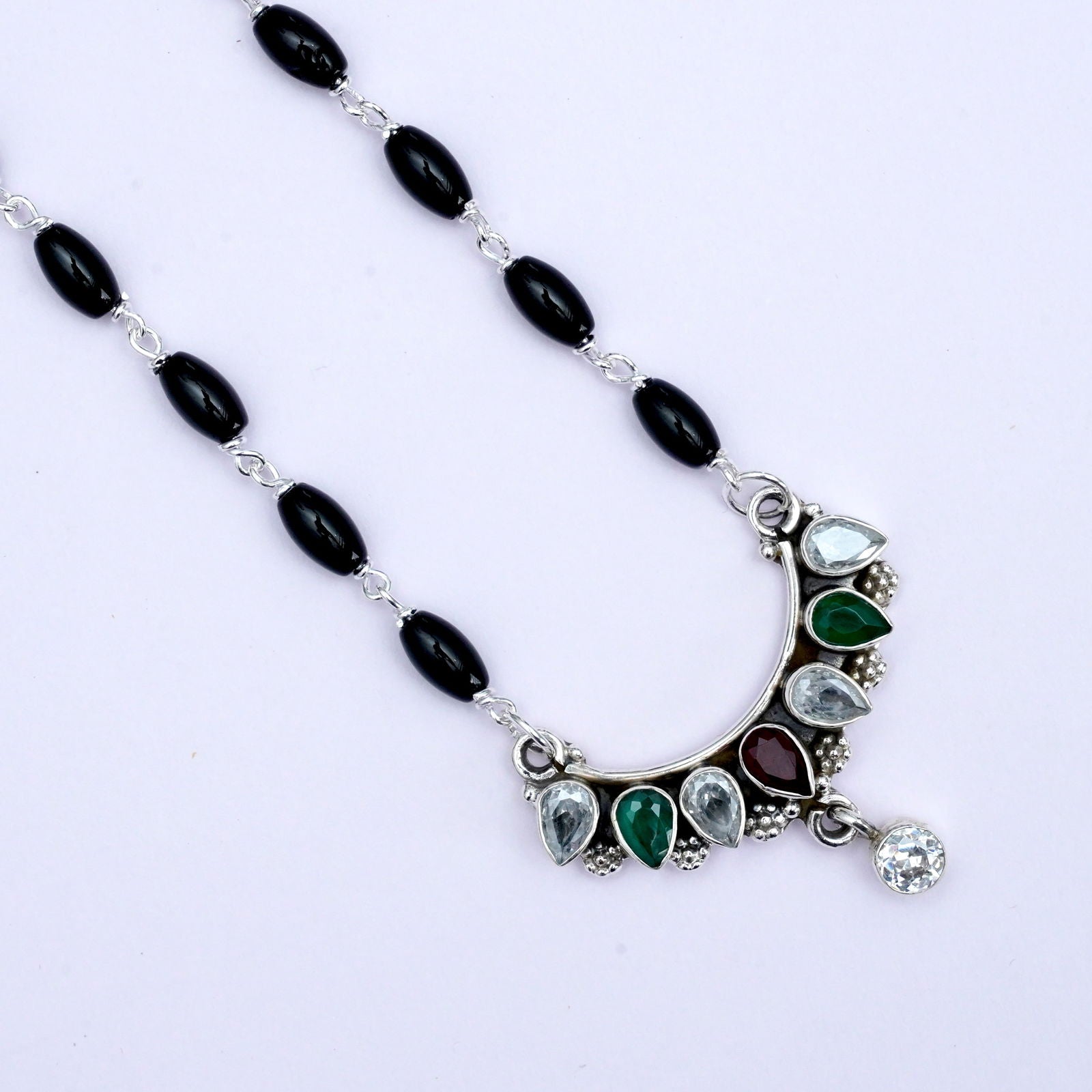 Simple Mangalsutra With Multi Stone