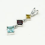 Simple Pendent With Multi Gemstone in 925 Silver Pendants