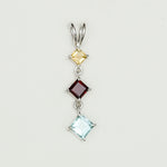 Simple Pendent With Multi Gemstone in 925 Silver Pendants