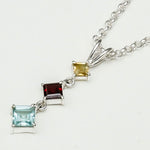 Simple Pendent With Multi Gemstone in 925 Silver Pendants