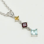 Simple Pendent With Multi Gemstone in 925 Silver Pendants