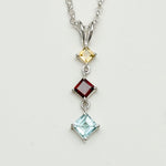 Simple Pendent With Multi Gemstone in 925 Silver Pendants