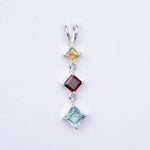 Simple Pendent With Multi Gemstone in 925 Silver Pendants