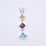 Simple Pendent With Multi Gemstone in 925 Silver Pendants