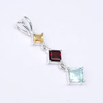 Simple Pendent With Multi Gemstone in 925 Silver Pendants