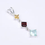 Simple Pendent With Multi Gemstone in 925 Silver Pendants