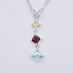 Simple Pendent With Multi Gemstone in 925 Silver Pendants