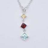 Simple Pendent With Multi Gemstone in 925 Silver Pendants