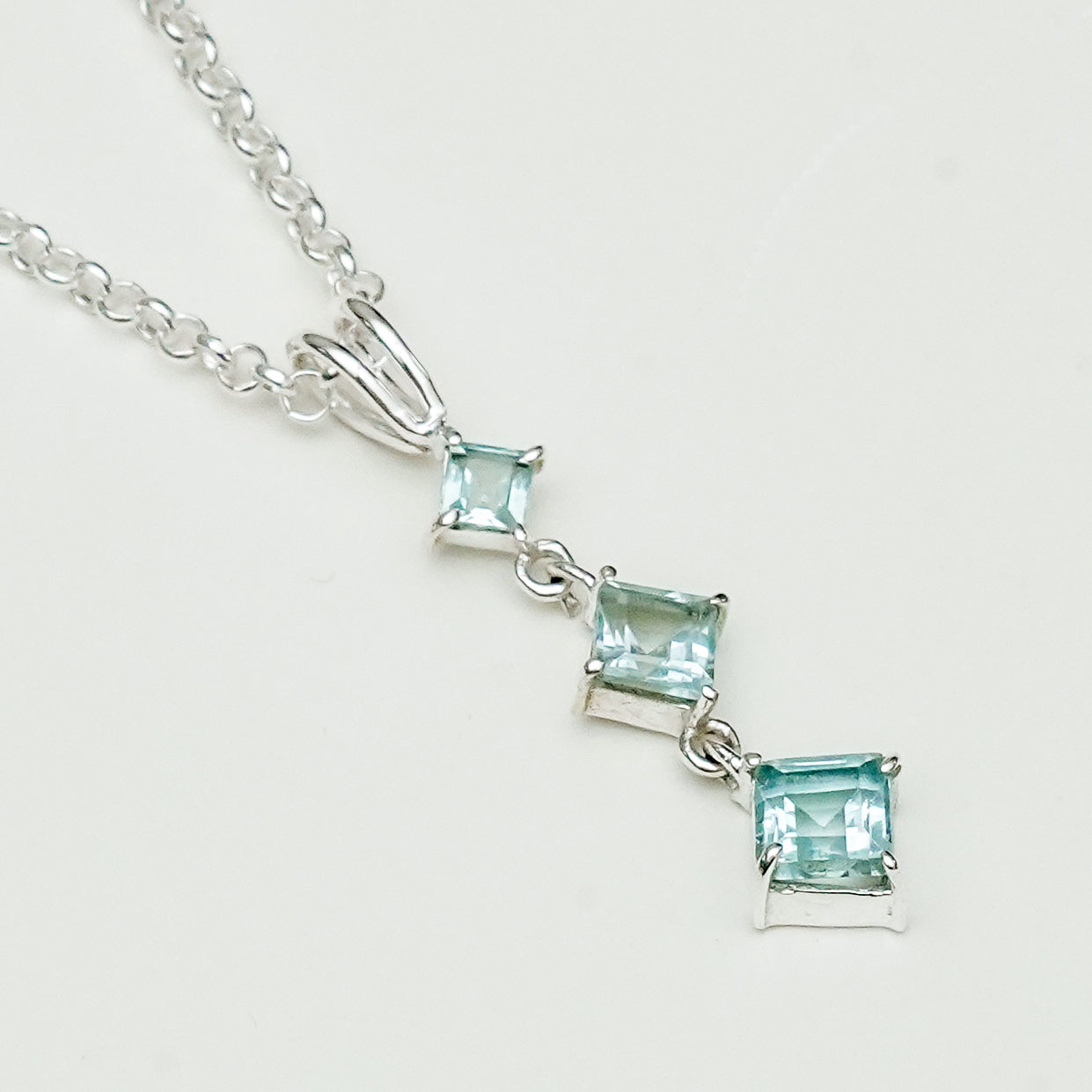 Simple Pendent with Blue Topaz Gemstone in 925 Silver Pendants