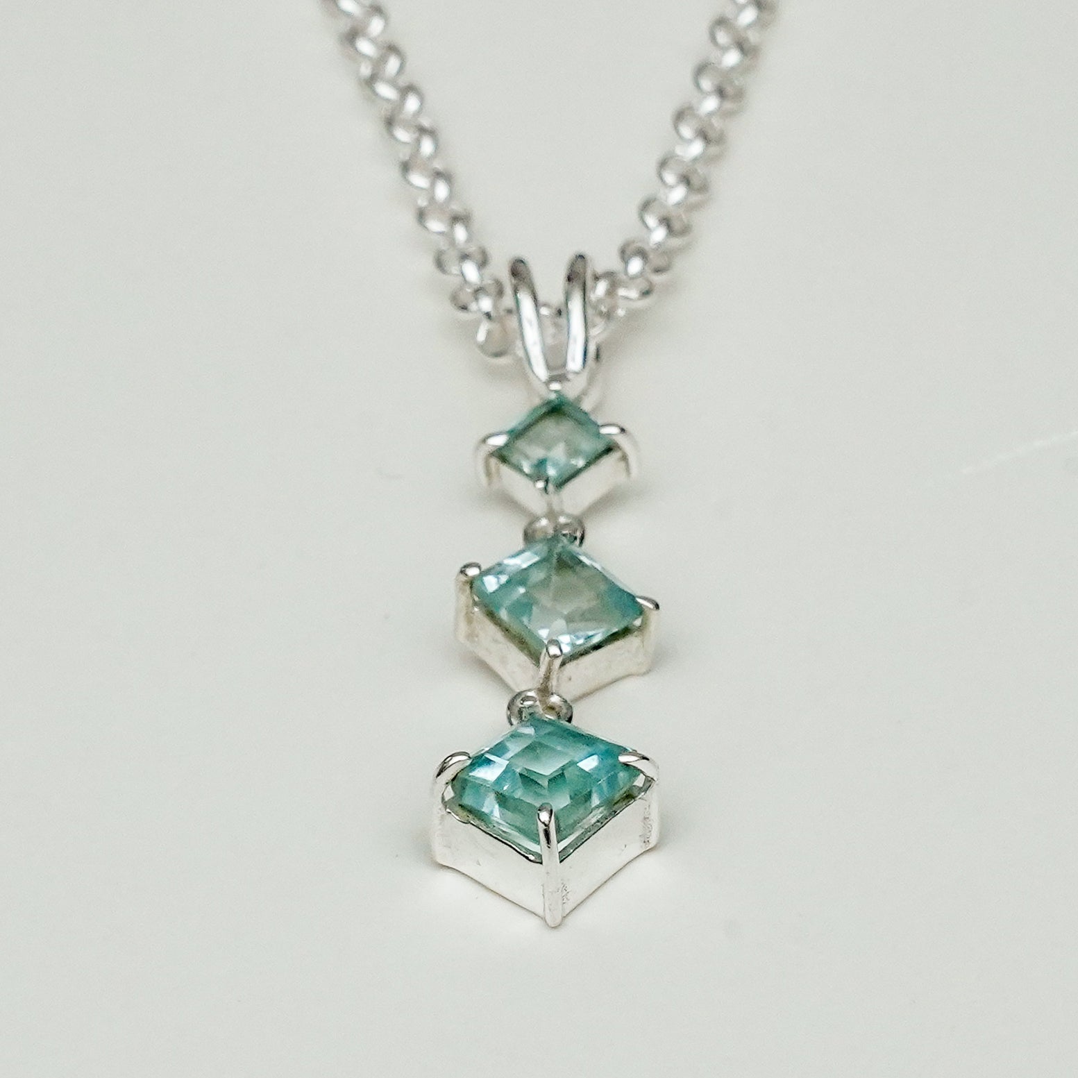 Simple Pendent with Blue Topaz Gemstone in 925 Silver Pendants