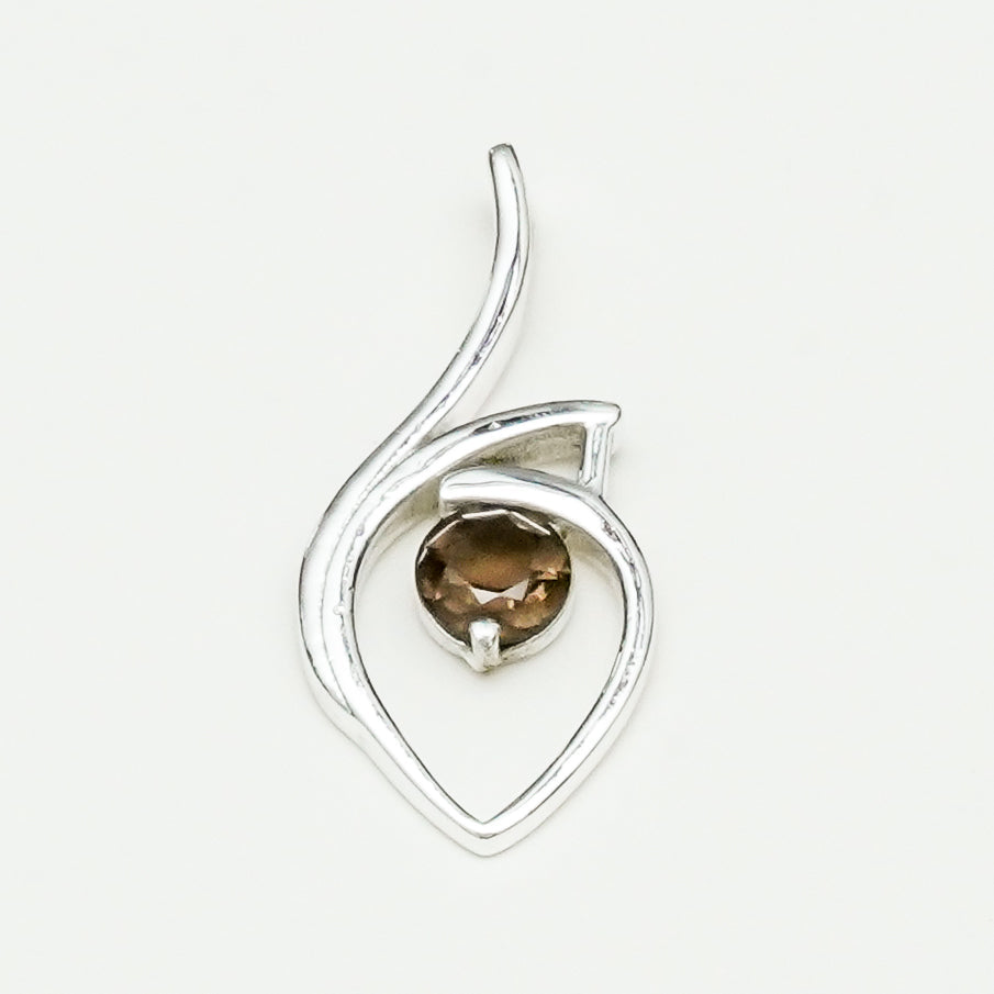 Smokey Gemstone Heart Pendent in Solid Sterling Silver