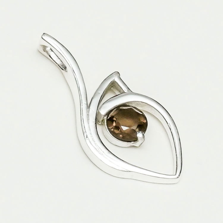 Smokey Gemstone Heart Pendent in Solid Sterling Silver