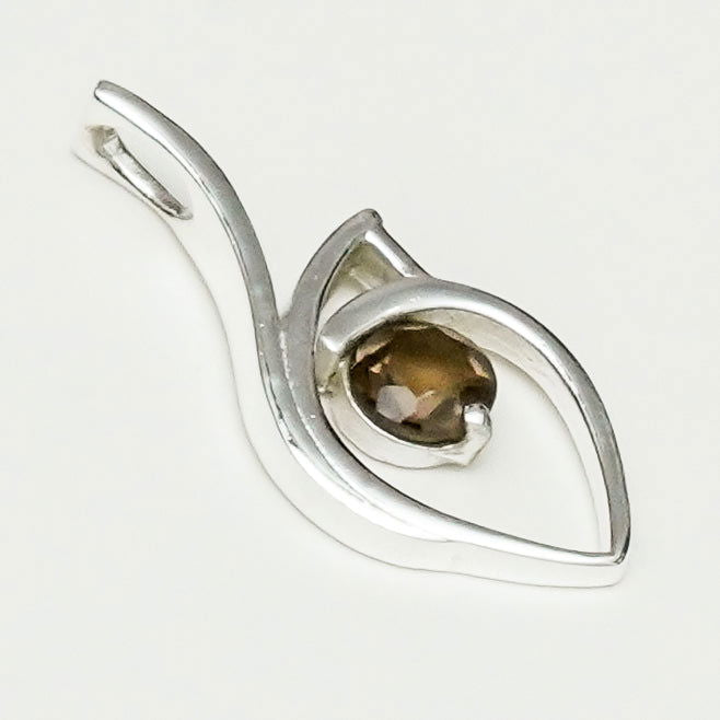 Smokey Gemstone Heart Pendent in Solid Sterling Silver