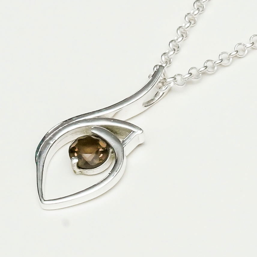 Smokey Gemstone Heart Pendent in Solid Sterling Silver