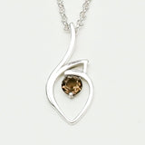 Smokey Gemstone Heart Pendent in Solid Sterling Silver