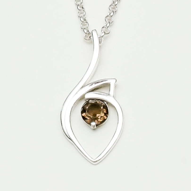 Smokey Gemstone Heart Pendent in Solid Sterling Silver