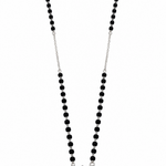 Mohnaa Navira 925 sterling silver mangalsutra featuring a diamond-shaped pendant with a sparkling floral stone design on a white background.