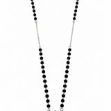 Mohnaa Navira 925 sterling silver mangalsutra featuring a diamond-shaped pendant with a sparkling floral stone design on a white background.