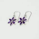 Star Earring With Semi Precious Natural Amethyst Gemstone In 925 Sterling Silver