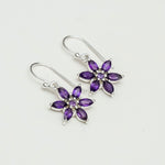 Star Earring With Semi Precious Natural Amethyst Gemstone In 925 Sterling Silver