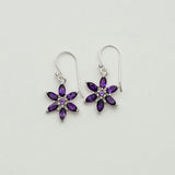 Star Earring With Semi Precious Natural Amethyst Gemstone In 925 Sterling Silver