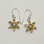 Star Earring With Semi Precious Natural Citrine Gemstone In 925 Sterling Silver