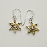 Star Earring With Semi Precious Natural Citrine Gemstone In 925 Sterling Silver