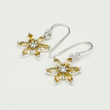 Star Earring With Semi Precious Natural Citrine Gemstone In 925 Sterling Silver