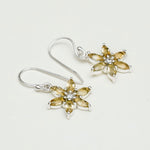 Star Earring With Semi Precious Natural Citrine Gemstone In 925 Sterling Silver