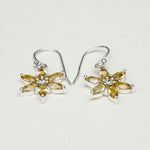 Star Earring With Semi Precious Natural Citrine Gemstone In 925 Sterling Silver