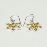 Star Earring With Semi Precious Natural Citrine Gemstone In 925 Sterling Silver