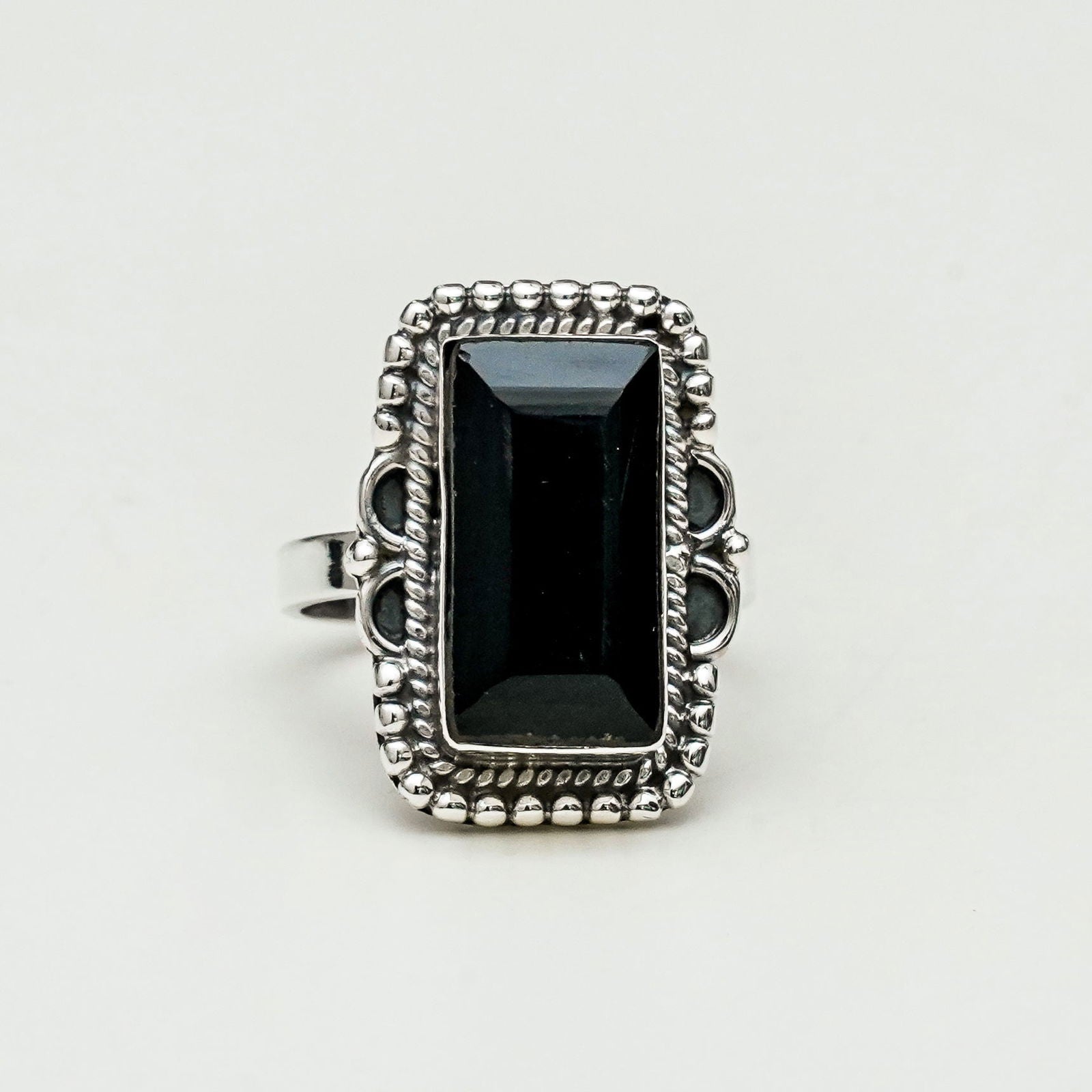 Sterling Silver Ring With Black Stone