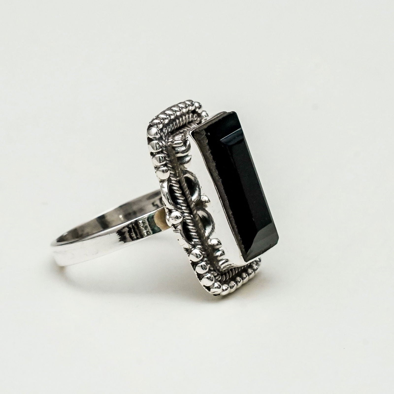 Sterling Silver Ring With Black Stone