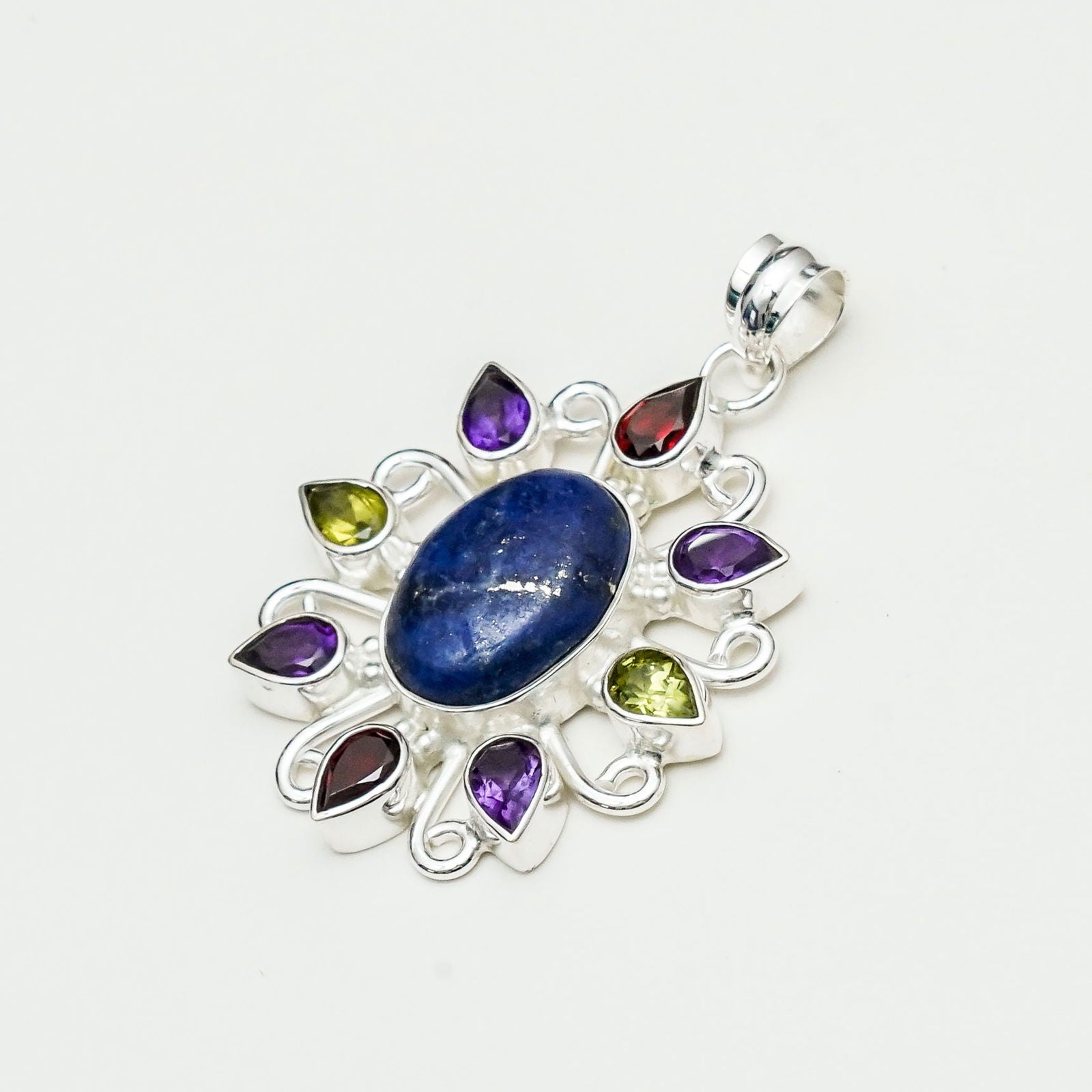 Sun Pendants With Multi Gemstone in High Quality 925 Solid Silver 2