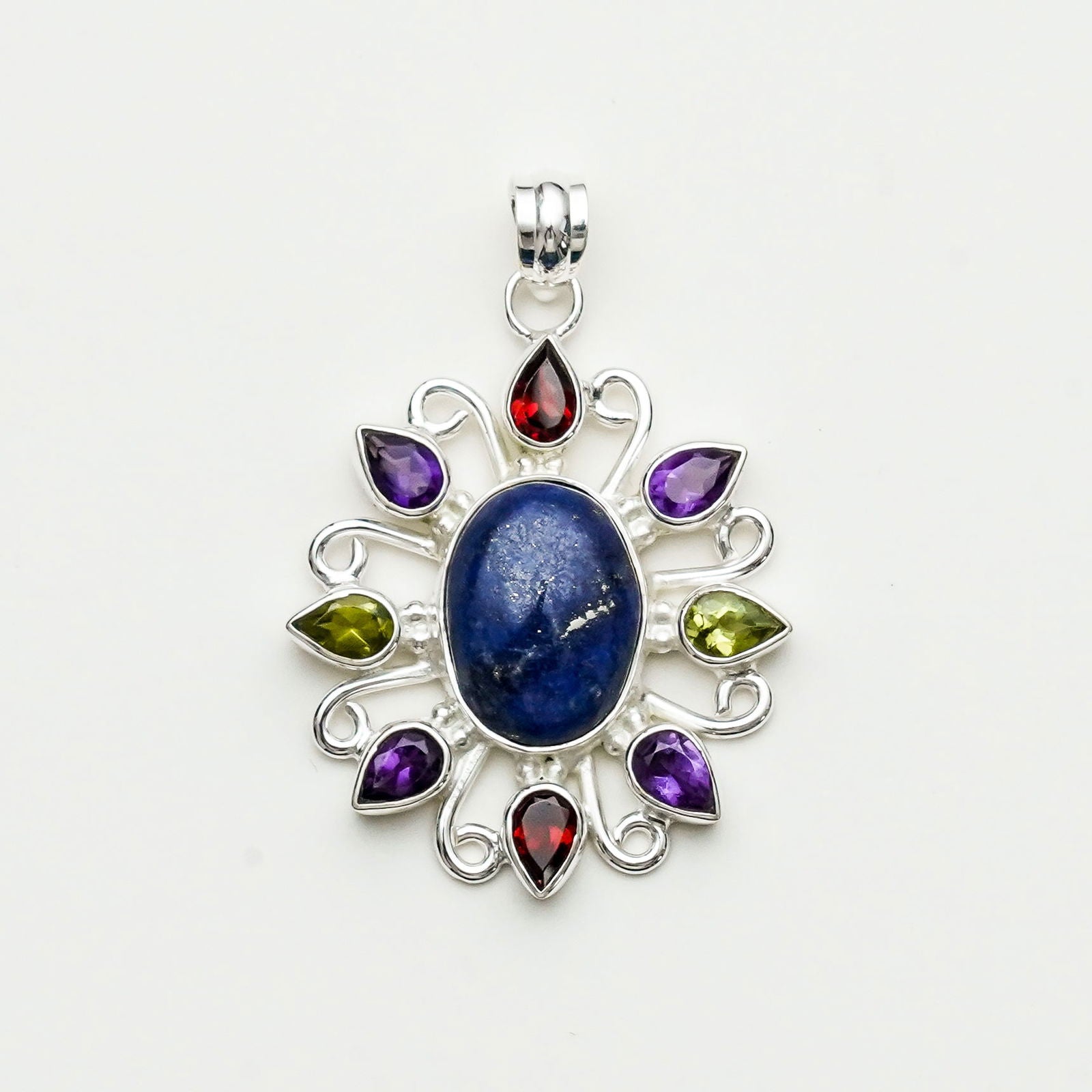 Sun Pendants With Multi Gemstone in High Quality 925 Solid Silver 2