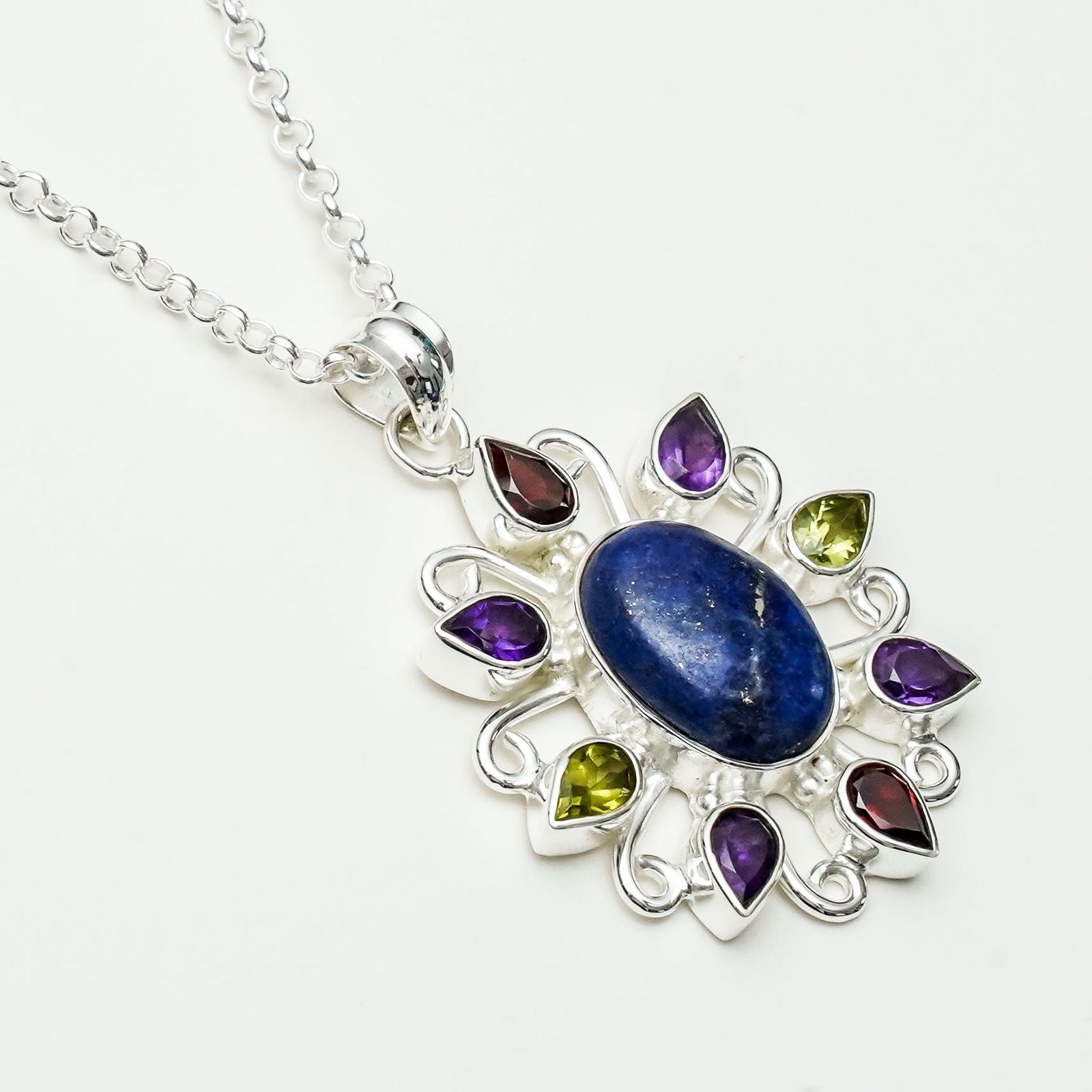 Sun Pendants With Multi Gemstone in High Quality 925 Solid Silver 2
