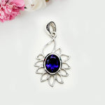 Sunflower Pendant With Amethyst Gemstone In 925 Sterling Silver