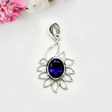 Sunflower Pendant With Amethyst Gemstone In 925 Sterling Silver