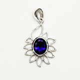 Sunflower Pendant With Amethyst Gemstone In 925 Sterling Silver